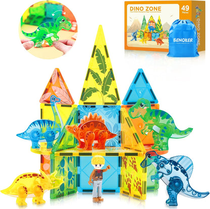 BENOKER Castle Magnetic Tiles, 3D Building Blocks STEM Educational Kids Toys for Pretend Play, 3 4 5 6 7 8 Year Old Birthday Gifts for Boys and Girls, Preschool Learning Toys for Christmas