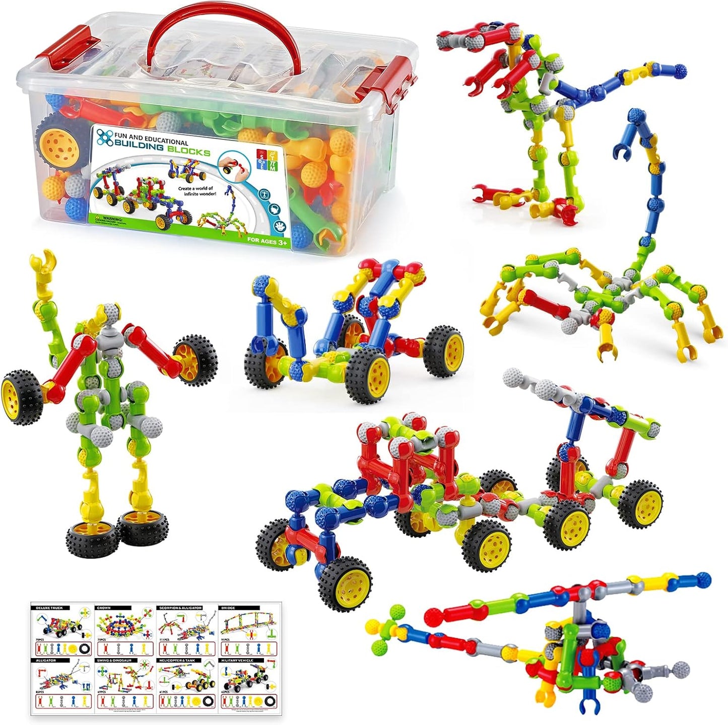 Caferria Kids Building Kit STEM Toys, 110 Pcs Educational Construction Engineering Building Blocks DIY Learning Set for Ages 3-10 Year Old Boys Girls, Best Gift for Children Creative Games Fun Play