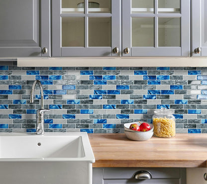 Thick Green Peel and Stick Tile Backsplash 12"x12" Self Adhesive Wall Marble Tiles for Kitchen (10-Sheet)