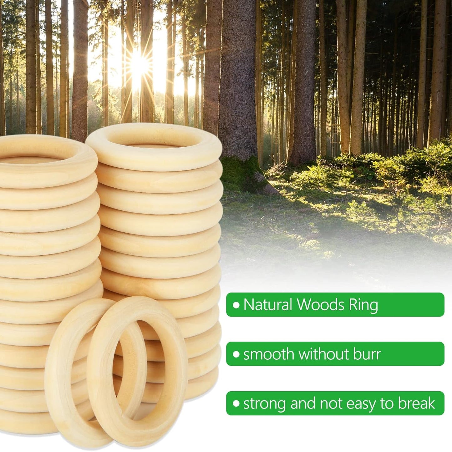 APACALI 20PCS Wood Rings for Crafts 4 Inch Large Natural Unfinished Wooden Ring 96mm Smooth Solid Smooth Wood Macrame Rings for DIY Crochet Wood Hoops Connectors Jewelry Making