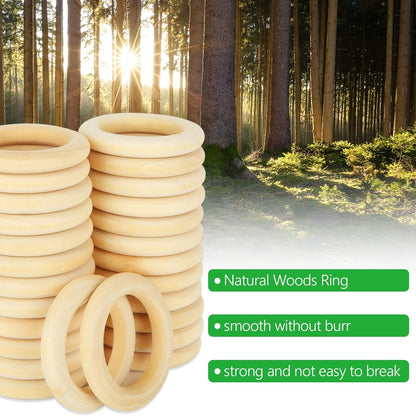 APACALI 20PCS Wood Rings for Crafts 4 Inch Large Natural Unfinished Wooden Ring 96mm Smooth Solid Smooth Wood Macrame Rings for DIY Crochet Wood Hoops Connectors Jewelry Making