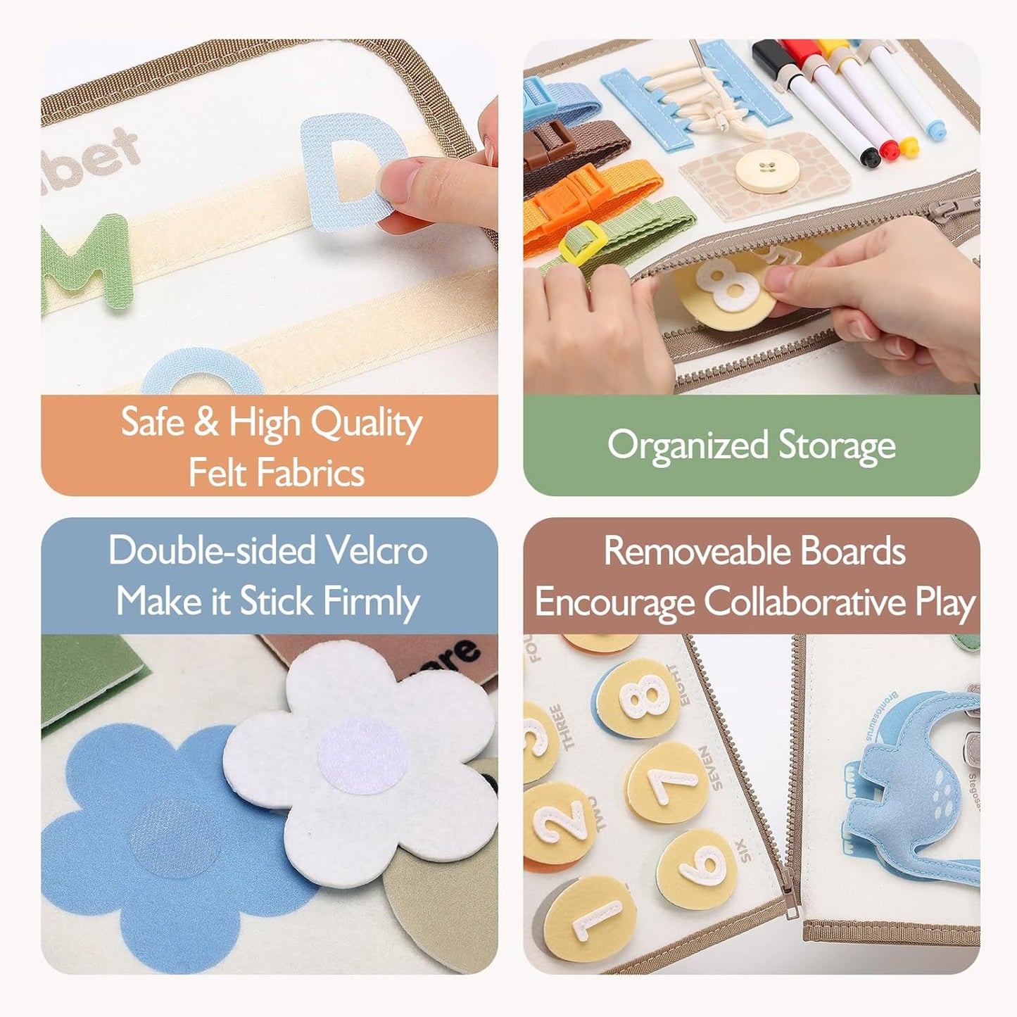 hahaland Busy Board for Toddlers - Montessori Toys Preschool Learning Activities with Life Skills, Alphabet, Number, Shape, Color, Animal, Weather - Toddler Boy Learning Educational Toys, Travel Toys