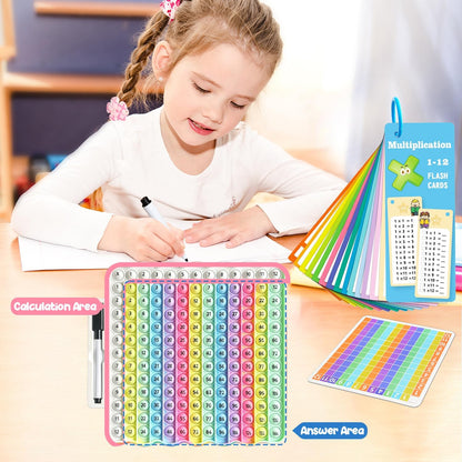Multiplication Flash Cards + Pop Fidget Multiplication Chart, Times Table Educational Flashcard 3rd Grade, 4th, 5th, 6th Grade