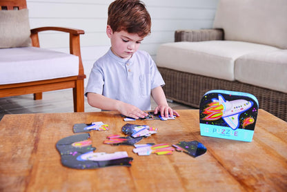 Crocodile Creek 12-Piece Mini Jigsaw Puzzle - Fun Floor Puzzles for Kids Ages 2-4 and Up - Heavy-Duty Shaped Box for Storage - Fire Truck - 12" x 9" Finished