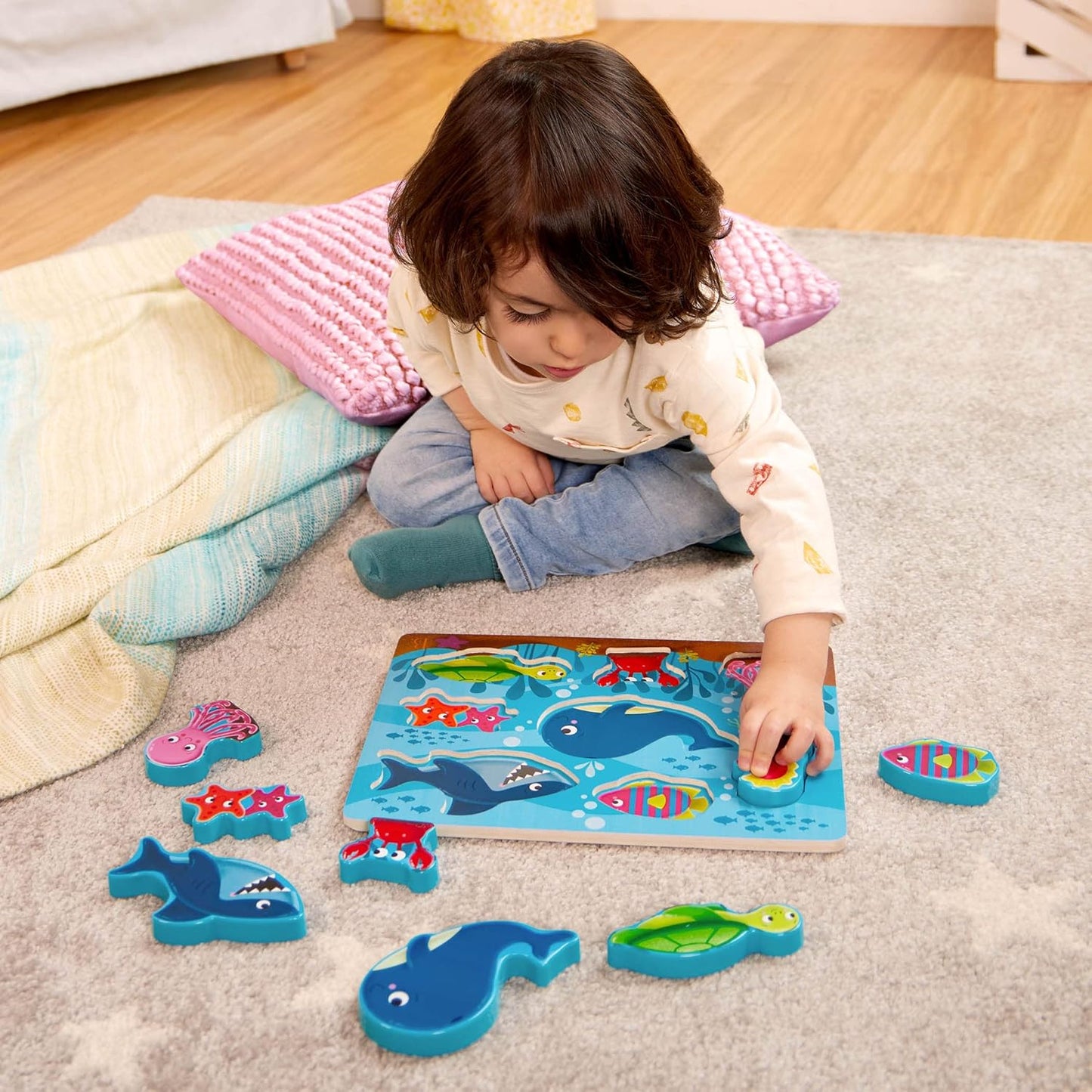 B. toys – Peek & Explore – School BusChunky Puzzle for Toddlers,Educational & Developmental Toys for Kids – 2+ Years