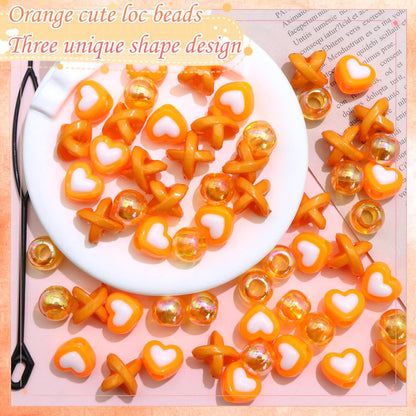 60PCS Purple Braids Beads 3 Styles Dreadlock Bead Accessories Cute Hair Jewelry AB Round Bead Decoration for Kids Girls