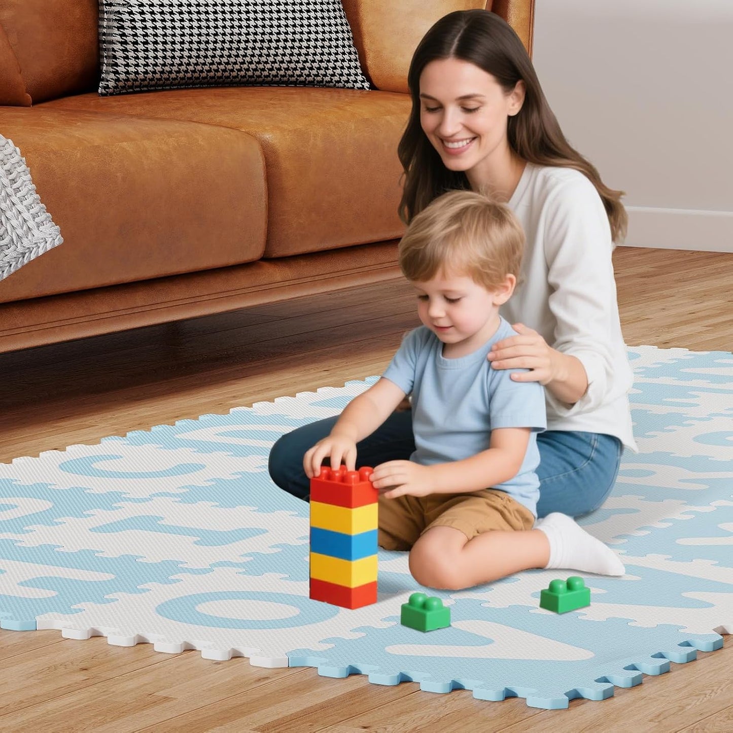 HONEY JOY Foam Floor Tiles for Kids, 12.5” x 12.5” EVA 26-Piece Interlocking Alphabet Puzzle Play Mat, Non-Slip Large Soft Carpet Rug, Easy to Clean, for Baby Crawling Exercise, Playroom (Pink)