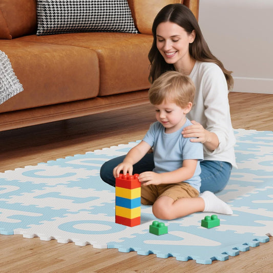 HONEY JOY Foam Floor Tiles for Kids, 12.5” x 12.5” EVA 26-Piece Interlocking Alphabet Puzzle Play Mat, Non-Slip Large Soft Carpet Rug, Easy to Clean, for Baby Crawling Exercise, Playroom (Pink)