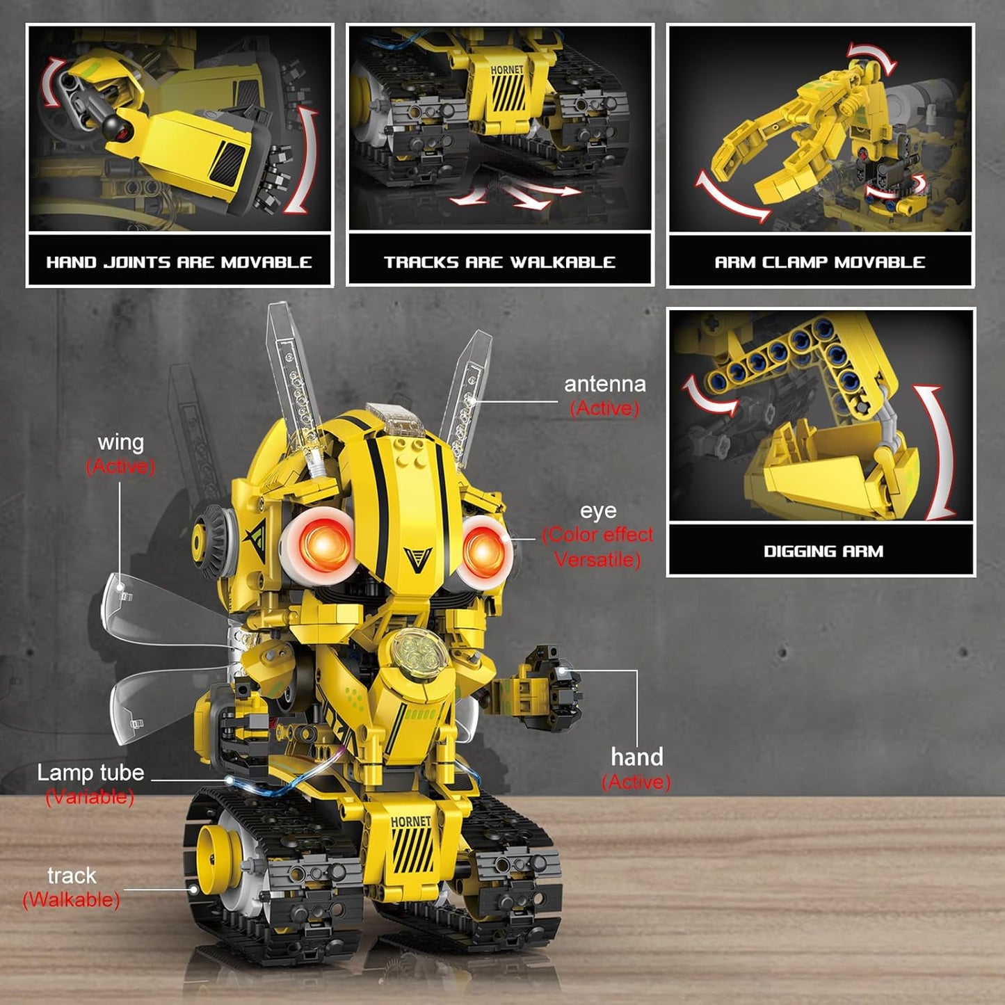5-in-1 Remote Control STEM Robot Building Kit with LED Light – Transformable Models, Eco-Friendly Rechargeable, App-Controlled, Engineering Toy for Kids 6+ (673PCS)
