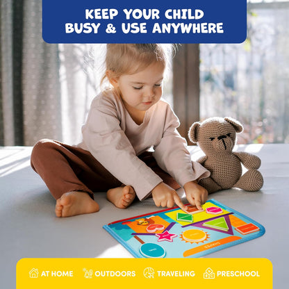 Clever Fox Play Busy Book for Toddlers 1-3 Year-Old – Baby Busy Board Book – Montessori Felt Activity Board for Learning Fine Motor Skills, Car Airplane Travel Toy – Birthday Gift for Kids Ages 1+
