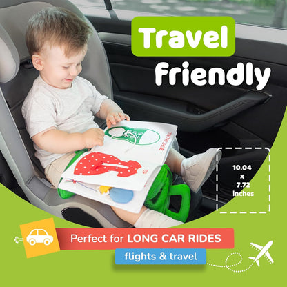 deMoca Travel Toys for Toddlers, Quiet Book for Toddlers 1-3, Baby Travel Toys for Airplane Car Rides, Montessori Busy Book for 1 Year Old with All Parts Attached, Felt Activity Pad, No Noise Gift