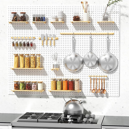 FZK Peg Board with Hooks, Plastic Pegboard Kit with 4 White Pegboards and Accessories, Peg Board Wall Organizer for Office and Craft Room