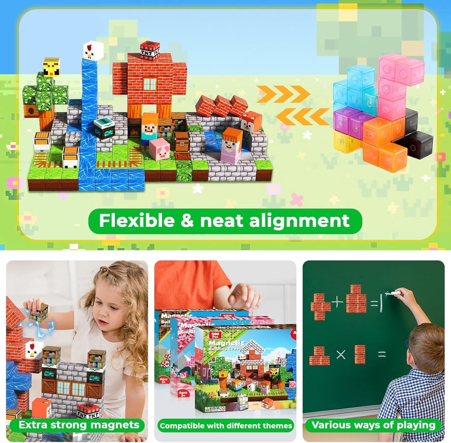 Annexfun Magnetic Blocks - 100PCS Build Magnetic Dark Mechanical Guardian Castle - Magnetics Toys for Montessori Toddler Christmas Birthday Gifts - STEM Sensory Toys for 3 4 5 6 7 8 9 10 Year Old Boys