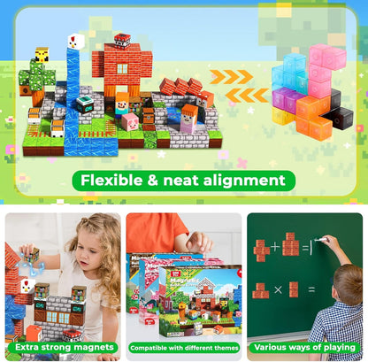 Annexfun Magnetic Blocks - 100PCS Build Magnetic Dark Mechanical Guardian Castle - Magnetics Toys for Montessori Toddler Christmas Birthday Gifts - STEM Sensory Toys for 3 4 5 6 7 8 9 10 Year Old Boys