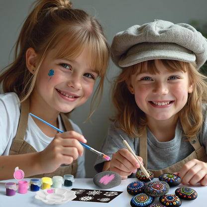 Piano Potato Mandala Rock Painting Kit, Rock Painting Kit for Kids Ages 6-12, Arts & Crafts Party Gifts with All Supplies for Creative Art Toys & Craft Activities