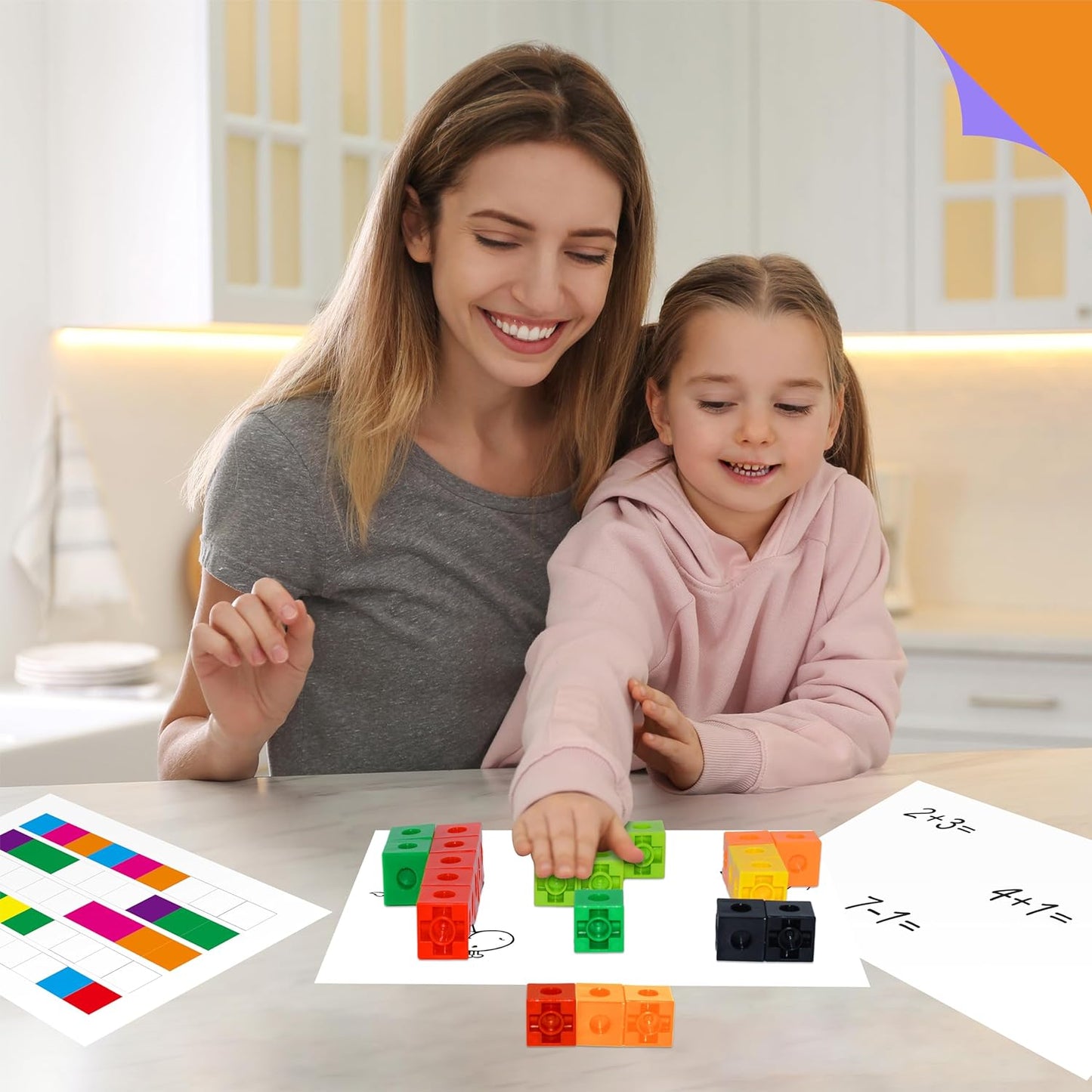 SpriteGru Math Linking Cubes, Math Cubes Manipulatives with Activity Cards Linking Cube Math Counters for Kids Kindergarten Learning Activities