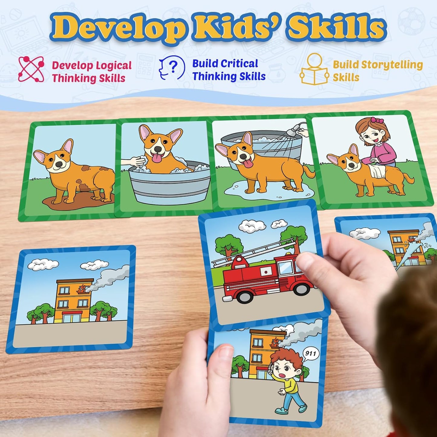 Kasfalci Sequencing Cards & Puzzles,Sequence Game for Kids,Speech Therapy for Autism,Improve Storytelling,Social Skills,Sentence Building,Preschool Learning Activities for Classroom & Homeschool