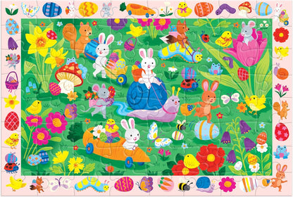 Mudpuppy Easter Egg Hunt — 64 Piece Search & Find Puzzle Featuring Adorable Spring Easter Scene and Over 40 Hidden Images to Find for Ages 4+