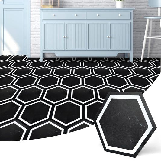 Art3d 10-Pack Hexagon Peel and Stick Flooring Tile Marble Look, Self Adhesive Waterproof Vinyl Floor Tile for Living Room, Kitchen, Bathroom, Bedroom, 11.8" x 10.2" White Marble