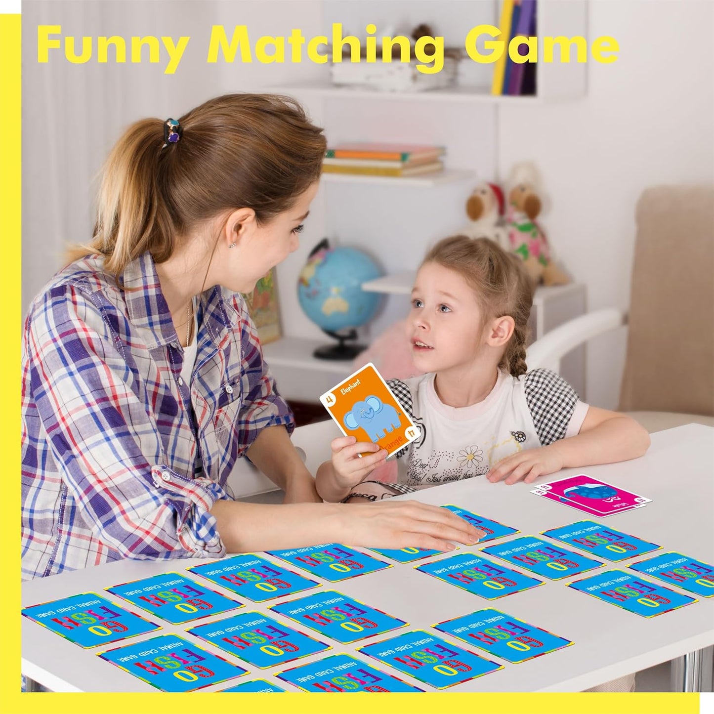 Animal Go Fish Card Game, 48 Animal Themed Cards with Word, Color, Number-Letters Fun Memory Matching Game for Kids Learning, Party Game, Family Gathering, Game Night, Classroom Activities