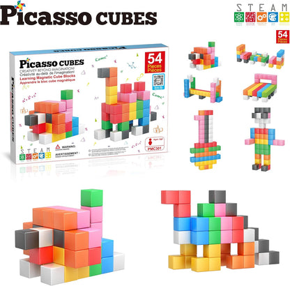 PicassoTiles Infinite Magnetic Puzzle Magic Cube Easy-Connect Brain Teaser Toy Set Magnet Pattern Block Matching Toys Free Ideabook 150+ Inspirations STEM Learning Kids Boys&Girls Age3+ PTC25