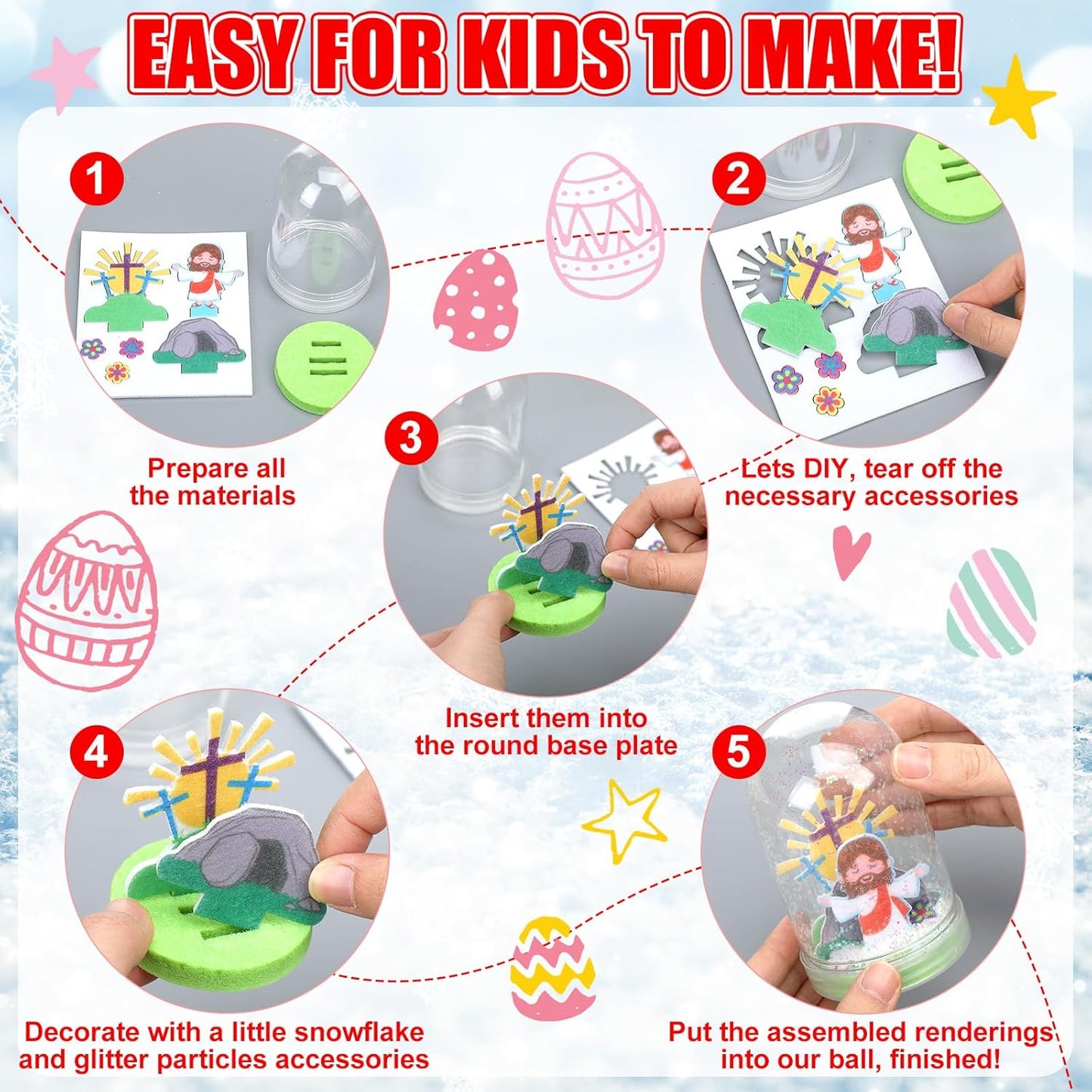 Shappy 12 Sets Christmas Nativity Snow Globe Craft Kits DIY Make Your Own Plastic Glitter Snow Globe Kit for Xmas Gifts Religious Sunday School Home Activities