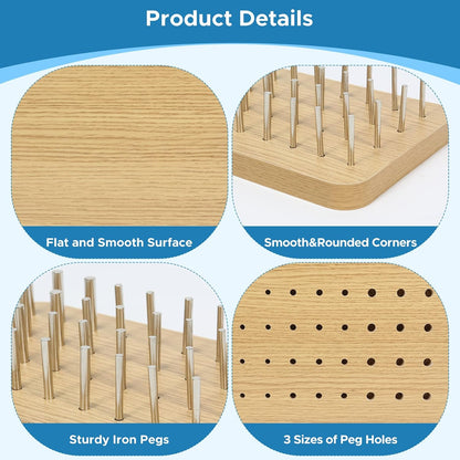 36-Hole Wooden Pegboard for Occupational Therapy, Hand Therapy Peg Board with 3 Sizes of Round Iron Pegs to Improve Finger Dexterity, Fine Motor Coordination & Sensory Rehabilitation