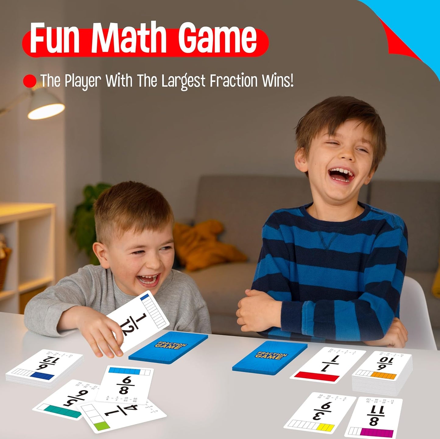 68 Fraction Flashcards - Funny Math Game Cards for All Fractions 1-12, Compare and Simplify, Educational Learning Tool for School Supplies