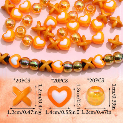 60PCS Pink White Hair Beads for Braids Three Styles Cute Loc Beads Heart Shape Bead for Kids Dreadlock AB Color Round Pony Bead Accessories