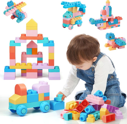 78 Pcs Top STEM Soft Building Block Sets for Kids Aged 18 months to 6 years.Mega Blocks for Baby.Large Construction Stacking Block Toys for Toddler to Improve Imagination、Creativity、Hands-on Ability