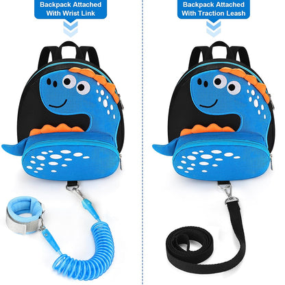Accmor Toddler Harness Backpack Leash, Cute Dinosaur Backpacks with Anti Lost Wrist Link, Cute Mini Child Backpack Wristband Tether Strap and Protection Leashes for Boys Girls Aged 1-3 Years