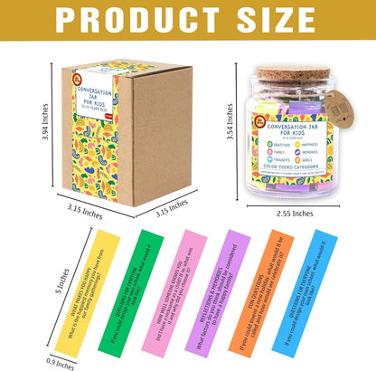 Conversation Cards for Kids In Jar, 150 Cards, Connect, Build Social Emotional Learning Skills, Mental Health Decor for School, Counseling Decor, Back to School Supplies