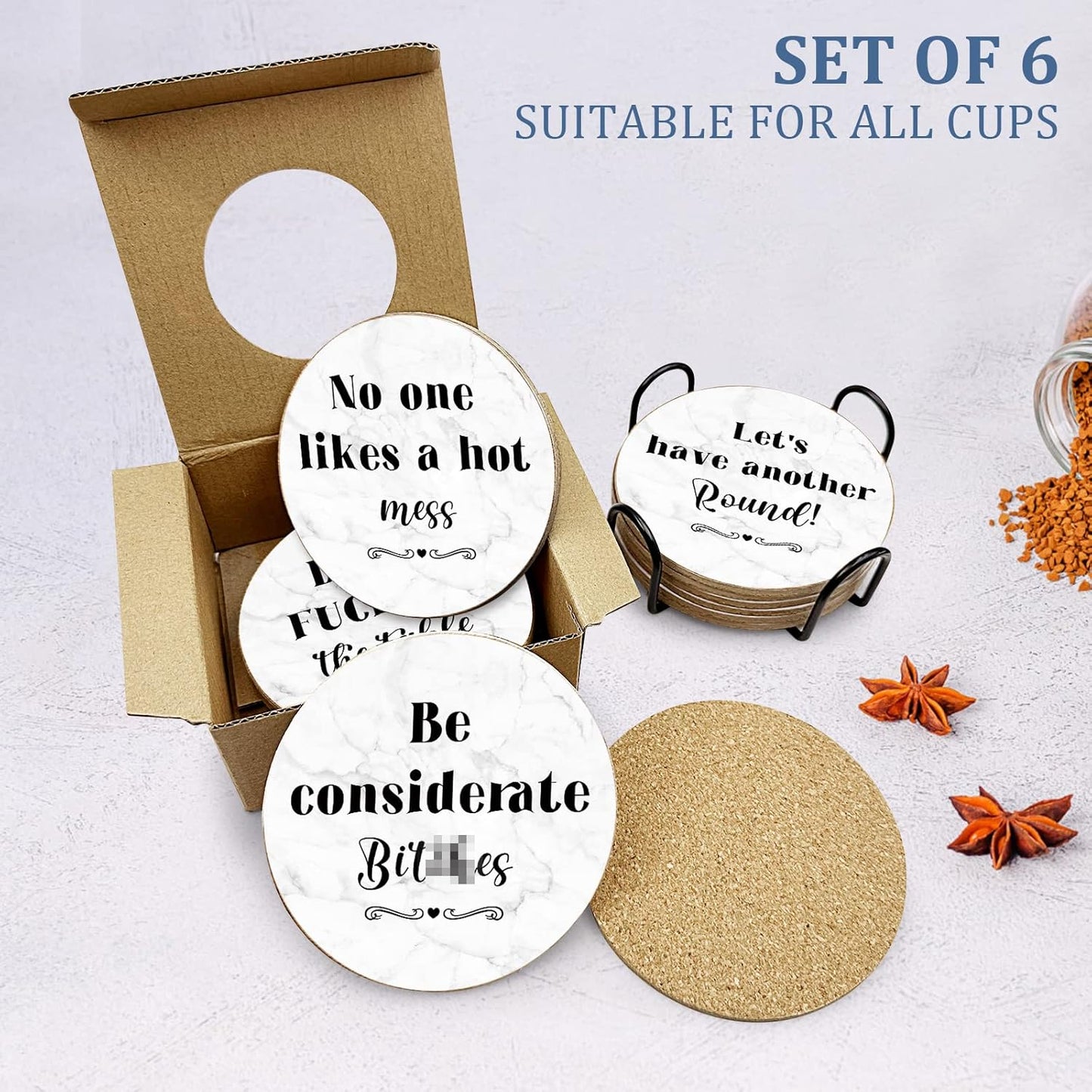 Golden Girls TV Show Merchandise,6 PCS Cork Coasters for Drinks,Funny Set with Coasters Holder,Golden Girls Fans Clean Dirty Dishwasher Magnet,Refrigerator Sign Kitchen Decor Gifts