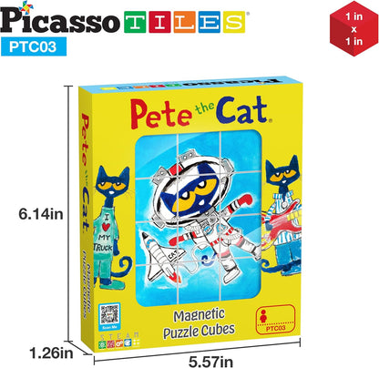 PicassoTiles Magnetic Tiles Pete the Cat Home Theme Building Blocks Double Sided Printing Toddler Magnet Toys Education STEM Learning Kit Construction Brain Development Preschool Kid Game Boy Girl 3+