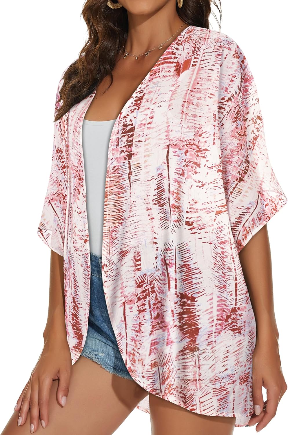 Womens Kimono Cardigans Beach Cover ups Swimwear Puff Sleeve Loose Casual Summer Tops 2026