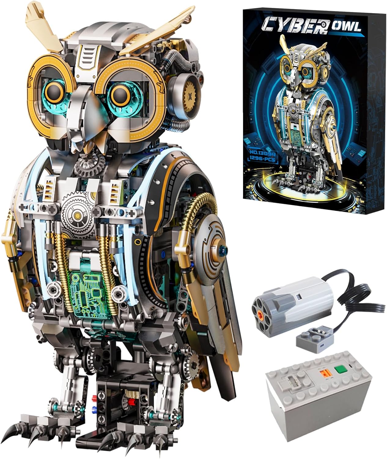 Mechanical Owl Building Blocks Engineering Construction Set for Kids and Adults Detailed Mechanical Model with Gears and Lights for Collectors