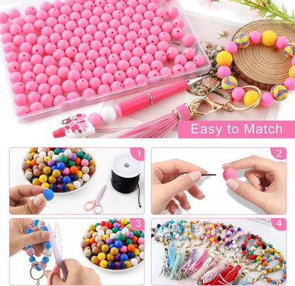 65Pcs 19mm Silicone Beads for Keychain Making Bracelet Necklace, Bulk Round Silicone Beads for Pens（Christmas Green） - Colors A