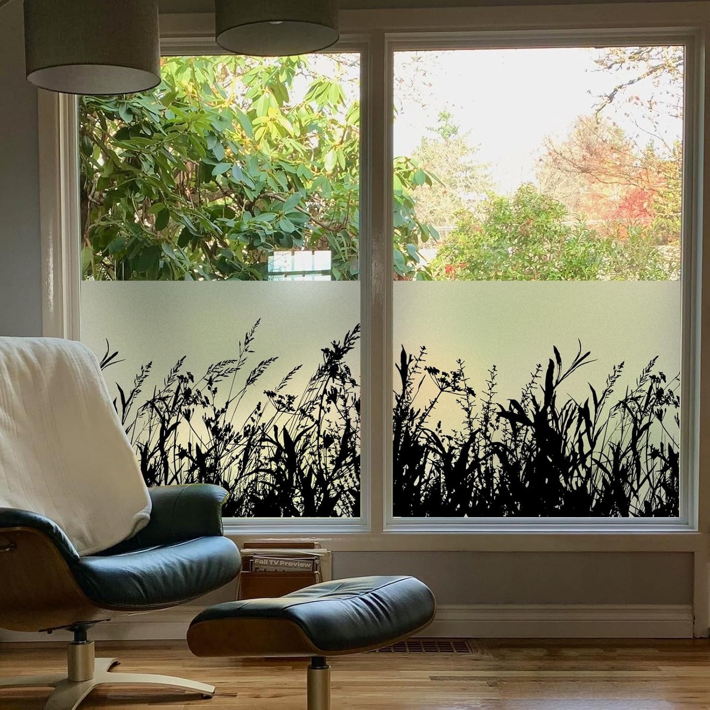 DKTIE Window Privacy Film Flowers Pure White Pattern Stained Glass Window Film Decorative Frosted Glass Window Film Sun Blocking Heat Control Static Cling (A274, 17.5" x 78.7")