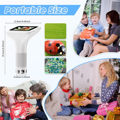 1000X Handheld Digital Kids Microscope with 3.0" IPS Screen, USB-Powered STEM Educational Science Toy with 8 LED Lights & Photo/Video Capture, Portable Learning Gift for Boys & Girls(White)