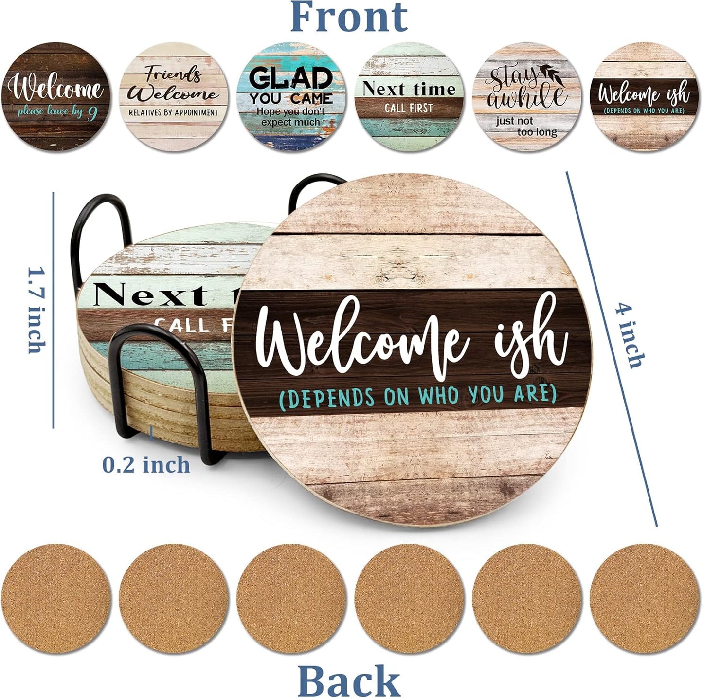Golden Girls TV Show Merchandise,6 PCS Cork Coasters for Drinks,Funny Set with Coasters Holder,Golden Girls Fans Clean Dirty Dishwasher Magnet,Refrigerator Sign Kitchen Decor Gifts