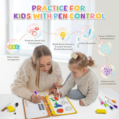 Fabeto Preschool Learning Activities, Letter Tracing Books for Kids Ages 3-5, Writing Practice for Toddler Busy Book, Montessori Educational Workbook for Kindergarten, Autism ABC Learn to Write Toy