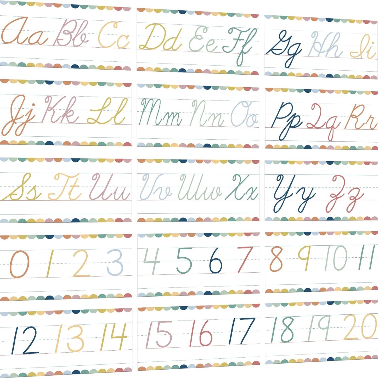 Alphabet for Classroom Wall - 15 PCS Crayon ABC Manuscript Alphabet Line for Classroom Wall Alphabet Bulletin Board Set for Pre School Elementary Classroom Homeschool, Playroom Bedroom Decorations