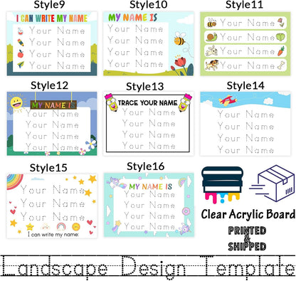Personalized Name Writing Practice Cusotm Reusable Acrylic Name Tracing Board A4 Size Handwriting Practice for Preschool