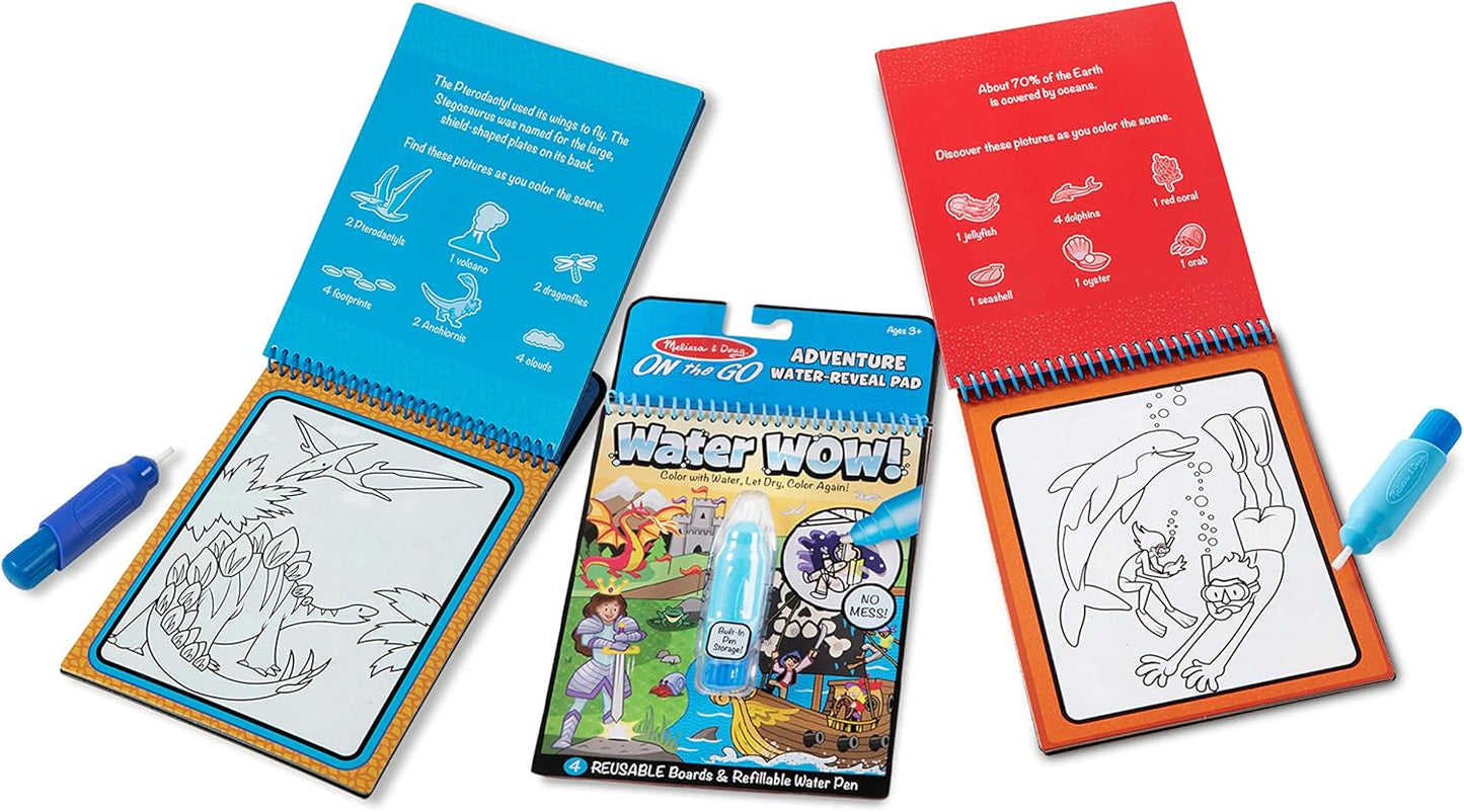Melissa & Doug Water Wow! Reusable Water-Reveal Activity Pad 2-Pack - Vehicles, Animals Travel Toys, Party Favors, Mess Free Coloring Books for Kids Ages 3+ - FSC Certified