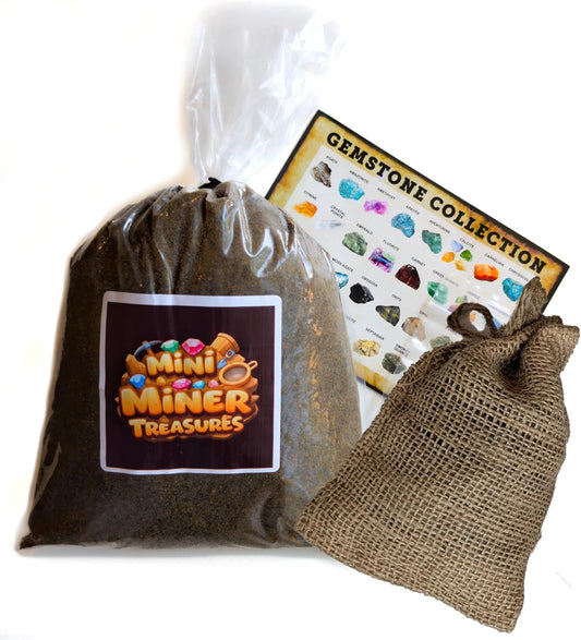 5 Pound Paydirt | Burlap Collection Bag | Gem Stones | Identification Card | Made in USA