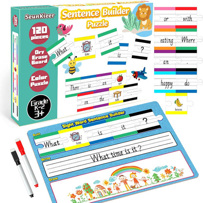 Sentence Building, Sight Word Builder Cards for Early Reading, Speech, Writing, and Language Practice for Kids Kindergarten 1st 2nd Grade Classroom
