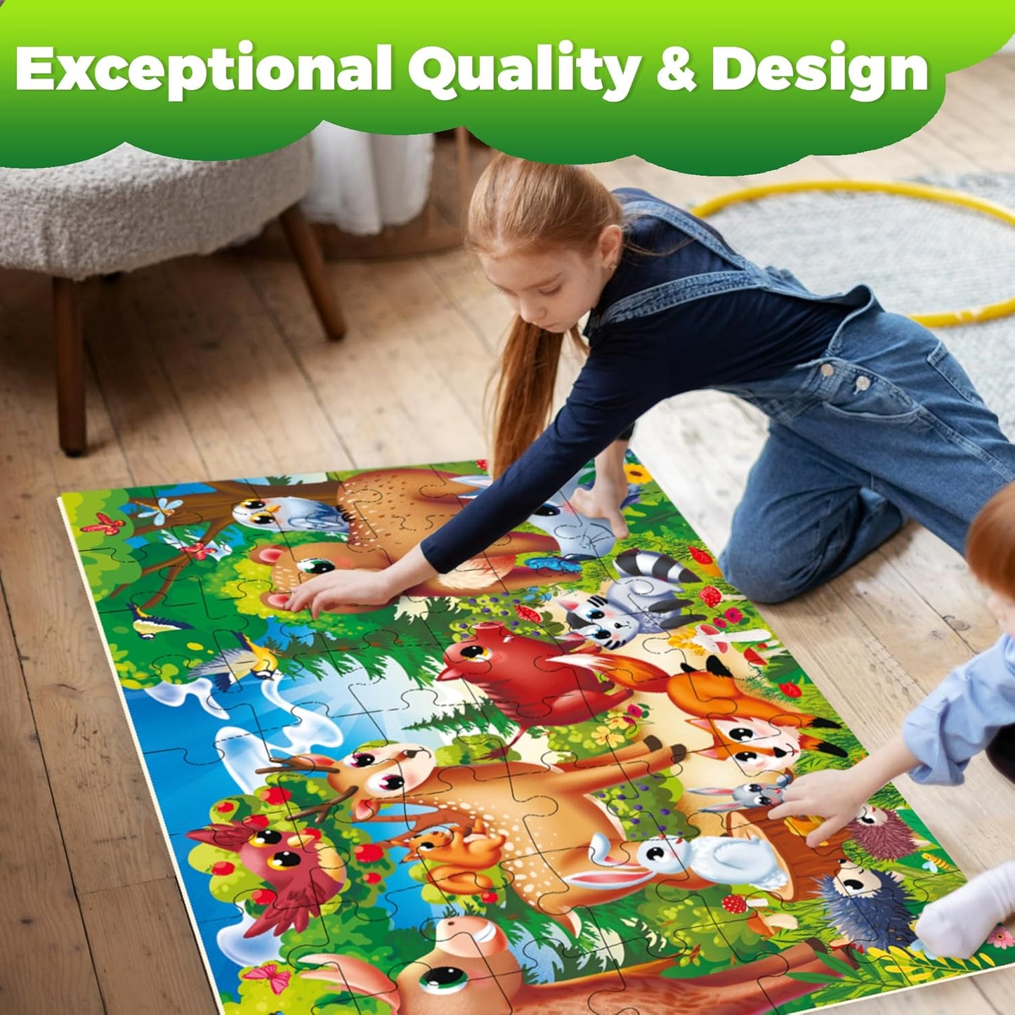 QUOKKA Giant Floor Puzzle for Kids Ages 4-6 – 2x3 Feet Extra-Thick 48 Pieces Toddler Puzzle Ages 3-5 – Bugs Educational Activity for Boys Girls – Premium Box with Sturdy Handle & Magnetic Closure