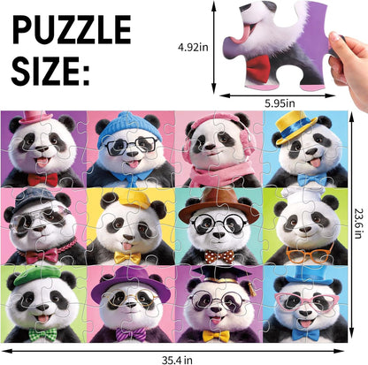 Jumbo Floor Puzzles for Kids Ages 3-5 4-8, 48 Piece Panda Jigsaw Puzzle 23.6"x35.4", Educational Animal Floor Puzzle for Kids Ages 4-6 6-8, Birthday for Boys & Girls