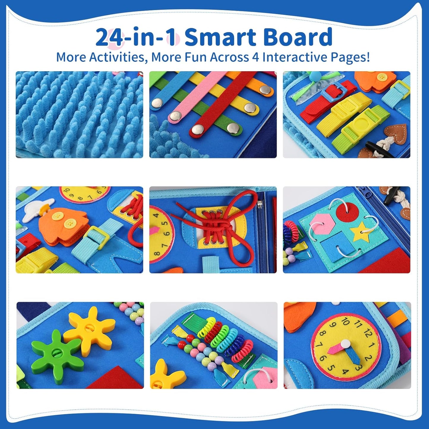Fidget Blanket for Adults with Dementia, Alzheimer's Sensory Activities for Seniors, Autistic Children Fidget Toys & Toddler Busy Board, Gifts for People with Dementia