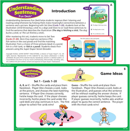 Super Duper Publications | Understanding Sentences Fun Deck with Secret Decoder | Educational Learning Resource for Children